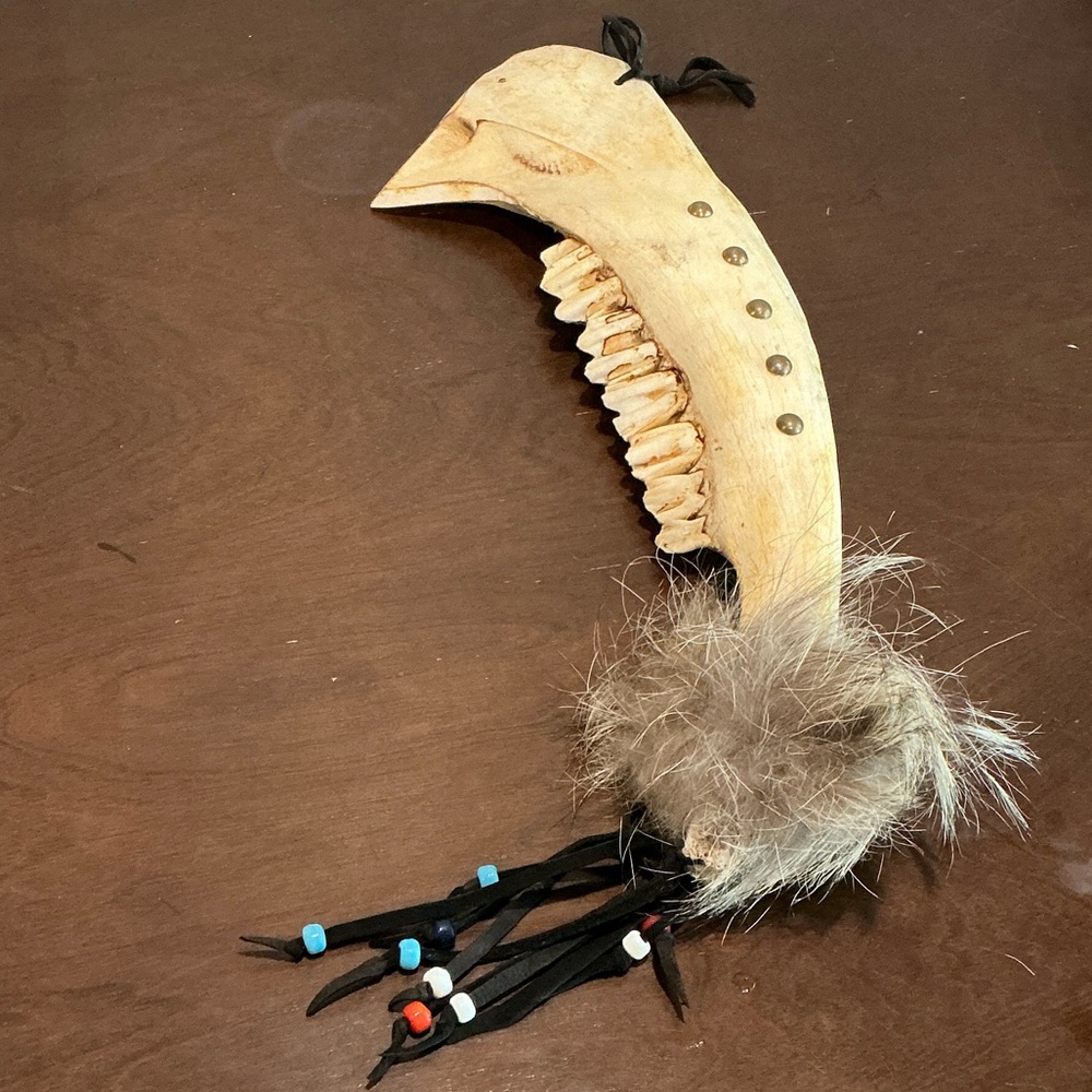 Native American Indian Original Moose Jaw Bone Ritual Piece NOS